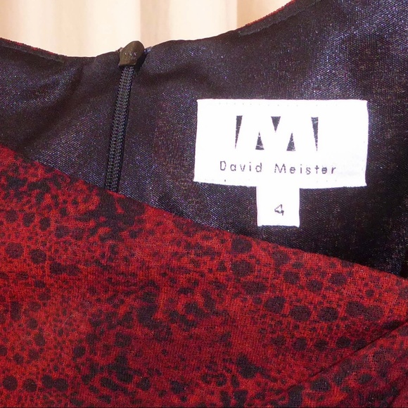 SOLD!!! David Meister Black and red dress sz 4 - Picture 2 of 6